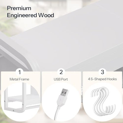 HOOBRO Gaming Floating Shelves for Wall, 26.4" LED wall Shelf Display Rack - color: White