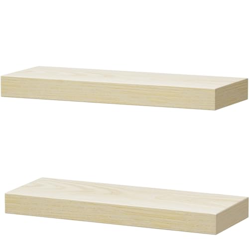 QEEIG Bathroom Floating Shelves for Wall (Natural, Set of 2, 15.7") - color: E. Natural, size: 15.7"