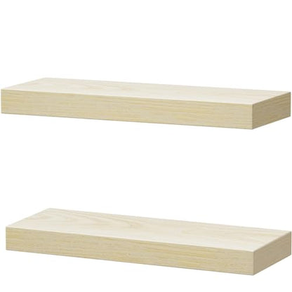 QEEIG Bathroom Floating Shelves for Wall (Natural, Set of 2, 15.7") - color: E. Natural, size: 15.7"