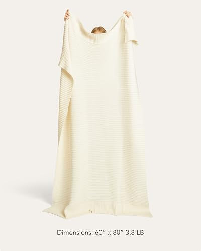 UnHide Melange Knit Blanket, Textured and Ultra-Soft Wool Throw Blanket - color: Snow White, size: Melange Wool (60" x 80")
