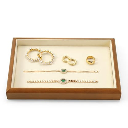 Oirlv Wood & Microfiber Jewelry Tray - color: Cream, size: 1 grid