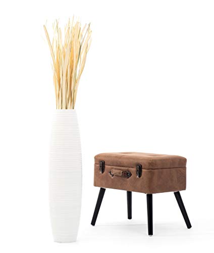 Leewadee Large Floor Vase 26 inches Mango Wood for Pampas Grass, Dried Flowers - color: White, size: 26 inches