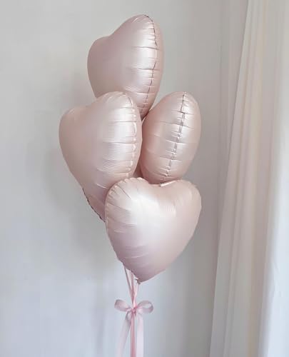 Baby Pink Heart Foil Balloons,12Pcs 18Inch Heart Shaped Balloons - color: Baby Pink