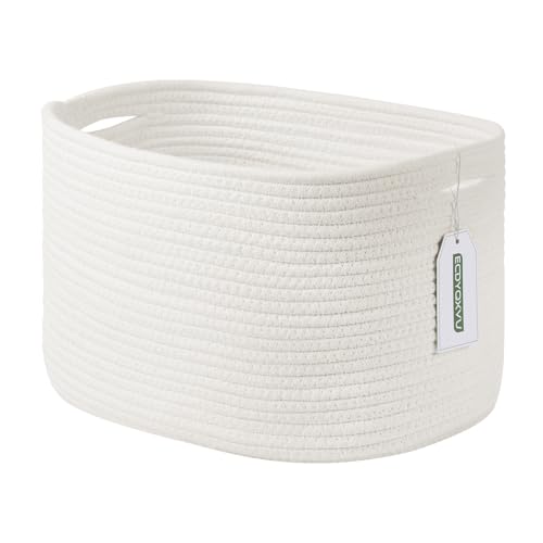 ECDYQXVU 15x10x9 Inch Woven Cotton Rope Storage Basket, 1 Pack - color: White, size: 1 Pack
