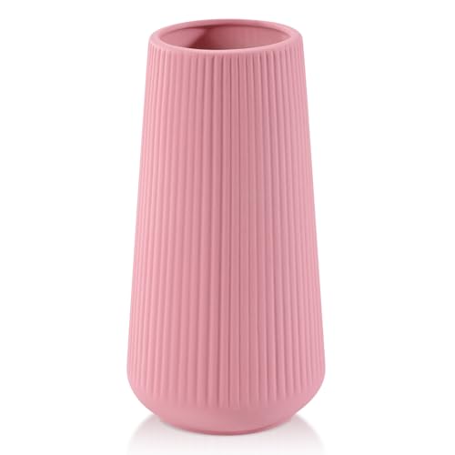 All Pink Ceramic Vase, GUKJOB Small Cute Flower Vase for Pampas Grass, Home, Living Room, Dining Table, Farmhouse, Office Decor, Bedroom, Table, and Kitchen Shelf (All Pink) - color: Small All Pink - 1pc