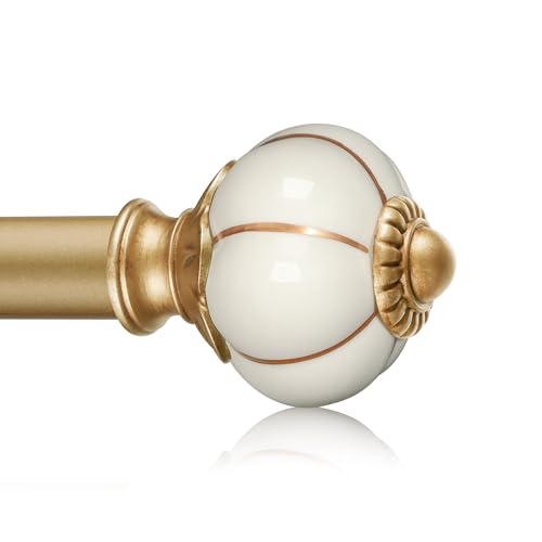 Ceramic Curtain Rods for Windows 66 to 120 Inch 1 Inch Adjustable - color: Gold Beige, size: 66"-120"