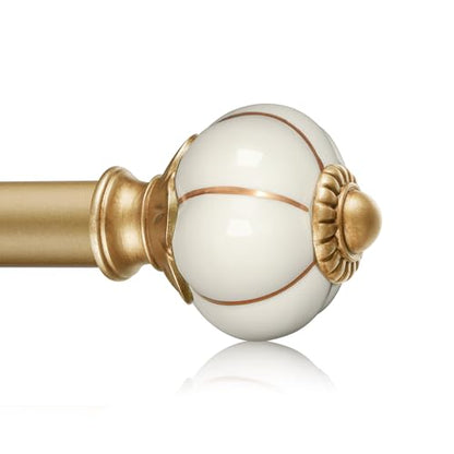 Ceramic Curtain Rods for Windows 66 to 120 Inch 1 Inch Adjustable - color: Gold Beige, size: 66"-120"