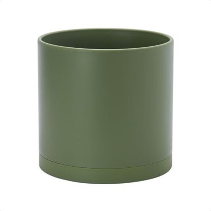 D'vine Dev Plastic Planter Pot with Saucer, 10 in, Olive, 74-X-I-2 - color: Olive, size: 10 Inch
