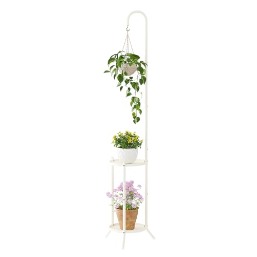 Hanging Plant Stand,Plant Shelf Outdoor Indoor Plant Rack,White - color: White