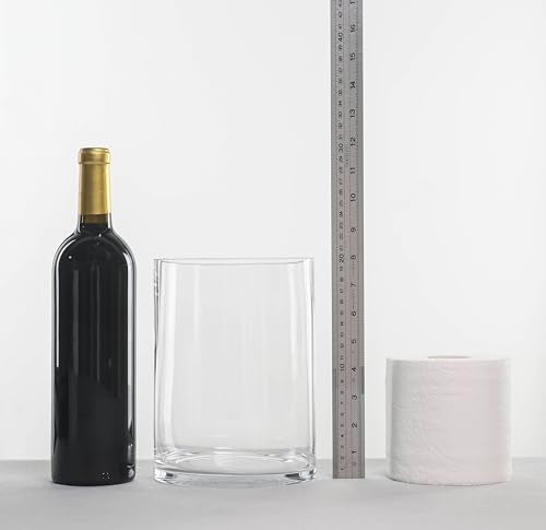 CYS EXCEL Cylinder Clear Glass Vase (H:8" D:6") | Multiple Size Choices Glass Flower Vase Centerpieces | Hurricane Floating Candle Holder Vase - size: H-8" D-6"