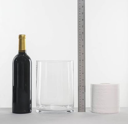 CYS EXCEL Cylinder Clear Glass Vase (H:8" D:6") | Multiple Size Choices Glass Flower Vase Centerpieces | Hurricane Floating Candle Holder Vase - size: H-8" D-6"