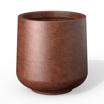 Kante Rusty Concrete Planter 16.5" Dia All-Weather Round Large Pot - color: Rusty, size: 16.5" D