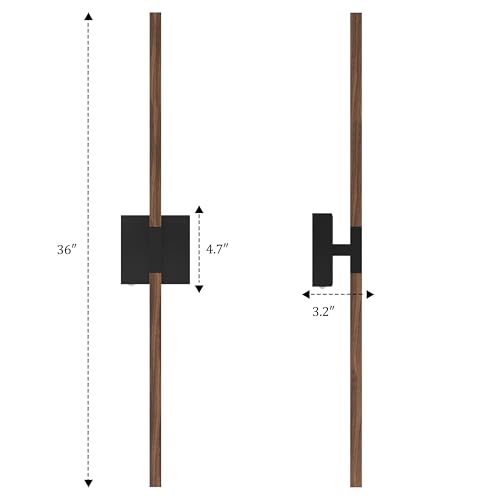 Rayogale Black Walnut Wireless Wall Sconces with Remote Control 36 Inch - color: Black & Walnut, size: 36 Inch(2 Pack)