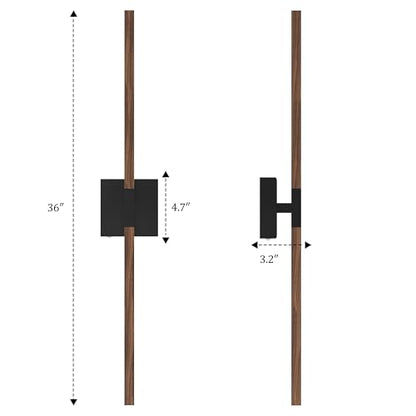 Rayogale Black Walnut Wireless Wall Sconces with Remote Control 36 Inch - color: Black & Walnut, size: 36 Inch(2 Pack)