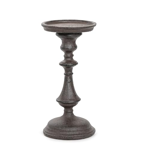 Sungmor Rustic Cast Iron Pillar Candle Holder, 7.8 Inches Tall - color: Medium - 7.8inch Tall