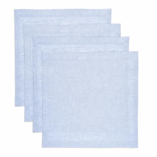 Solino Home 100% 순수 리넨 플레이스 매트 블루, 아테나 35.6 x 35.6cm(14 x 14인치), 4개 세트 - color: 05: 블루 샴브레이, size: 14" X 14" (Set of 4)