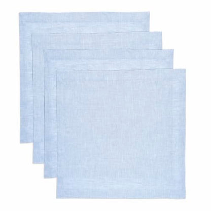 Solino Home 100% 순수 리넨 플레이스 매트 블루, 아테나 35.6 x 35.6cm(14 x 14인치), 4개 세트 - color: 05: 블루 샴브레이, size: 14" X 14" (Set of 4)
