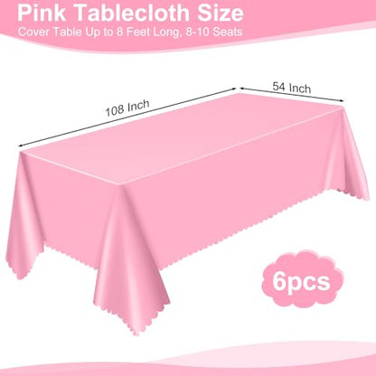 NatNarr 6 Pcs Plastic Pink Tablecloths, Scalloped Rectangle Table Cloths - color: Pink, size: 6 Pack