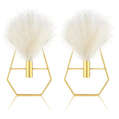 Peryiter 2 Pcs Gold Wall Decor Boho Pampas Metal Hanging Planters, Vase - style: Vase