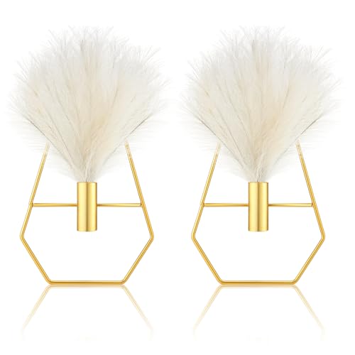 Peryiter 2 Pcs Gold Wall Decor Boho Pampas Metal Hanging Planters, Vase - style: Vase