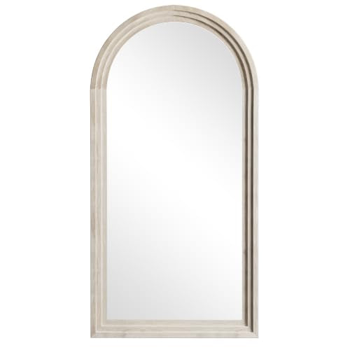 65"x22" Arched Full Length Mirror with White Solid Wood Frame - color: White, size: 65"L x 22"W
