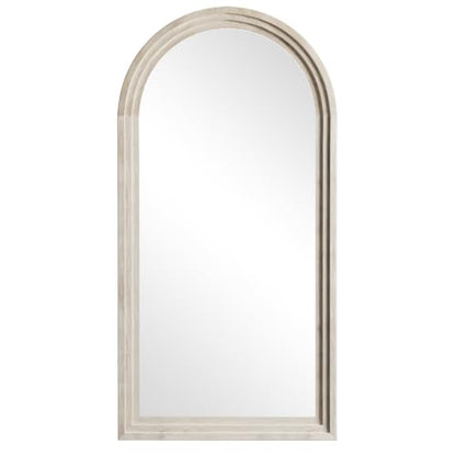 65"x22" Arched Full Length Mirror with White Solid Wood Frame - color: White, size: 65"L x 22"W