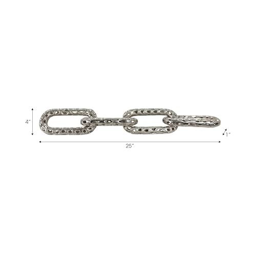 25x4 Pierced Metal 4-Chain Link Object, Silver - color: Silver