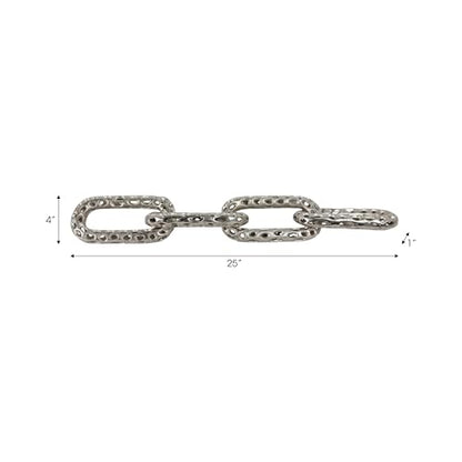 25x4 Pierced Metal 4-Chain Link Object, Silver - color: Silver