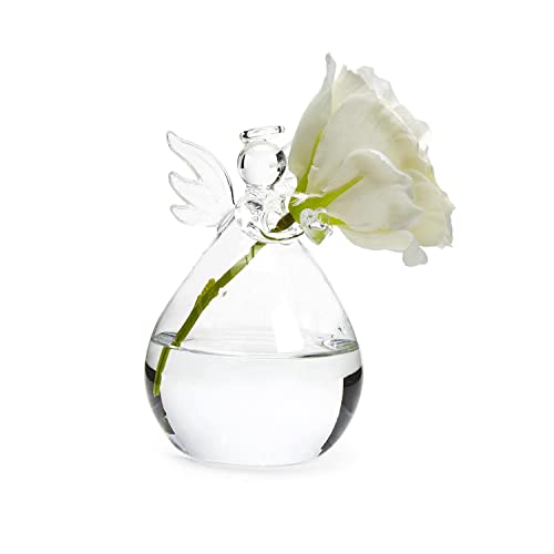 Two's Company Hand-Blown Glass Angel Bud Vase, 4.5-inch Height