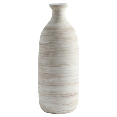 ALMA 10" Small White Ceramic Vase, Boho Flower Vases for Pampas Grass - color: Narrow Neck-white-10"