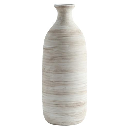 ALMA 10" Small White Ceramic Vase, Boho Flower Vases for Pampas Grass - color: Narrow Neck-white-10"