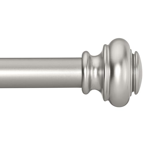SIMEWIN Heavy Duty Curtain Rods 72 to 144 Inches, 1 Inch Silver for Bedroom, Living Room, Patio, Kitchen, Adjustable With Classic Finials, Silver Finishing - color: Silver, size: 28"-144"