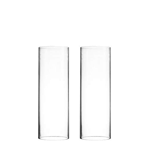 CYS EXCEL 2 PCS (H:14" D:4.75") Open Ended Glass Hurricane Candleholder Tube Shade | Multiple Size Choices Open Flame Candle Chimney Tube Cover | Bottomless Cylinder - size: 4.75" wide x 14" tall