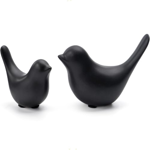 Notakia Small Bird Figurines Black Bird Statues Home Decor for Table Shelf - color: Black 2pcs Birds