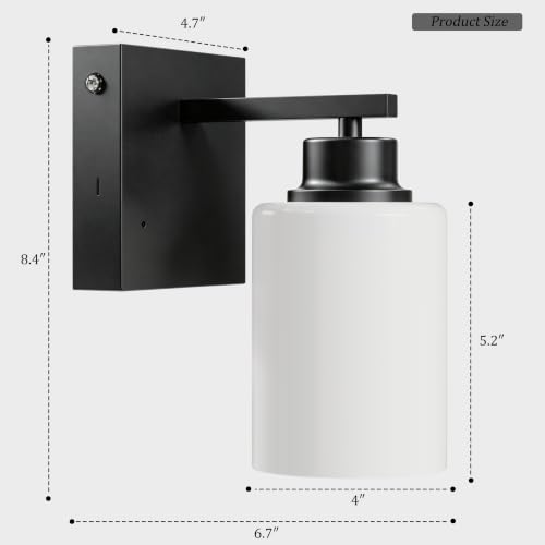 Wireless Battery Operated Wall Sconce Set of Two, Modern White Glass, Black | Dimmable, Easy Install Rechargeable Wall Lights with Timer Remote for Living Room Bedroom, Emergency 3000K - color: Black(White Lampshades)