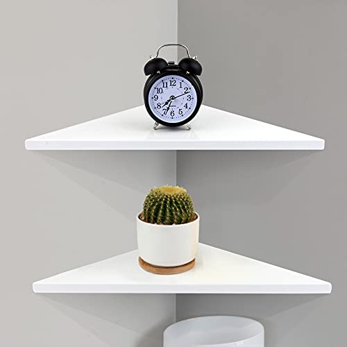 evron Corner Mounting Shelf,Easy to Install Wall Corner Shelf,Aluminum Material Shelves with Bendable Point,Set of 2 (White) - color: White
