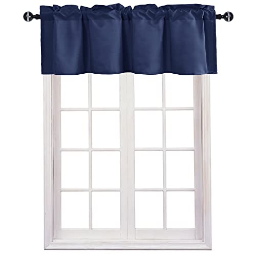 JIUZHEN Navy Blue Valance Curtains for Window 1 Panel, 36 x 16 Inches - color: Navy Blue, size: 36"W x 16"L (Pack of 1)