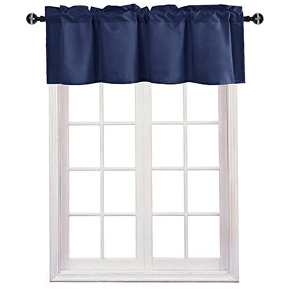 JIUZHEN Navy Blue Valance Curtains for Window 1 Panel, 36 x 16 Inches - color: Navy Blue, size: 36"W x 16"L (Pack of 1)
