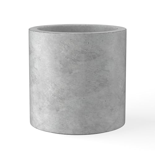 Kante Large Round Cylinder Pale Gray Concrete Planter 15.8" Tall, Outdoor - color: Natural Concrete, size: 15.7" Dia