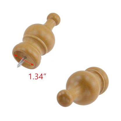 T Tulead Wooden Curtain Rod Finials, Wood Color, 1.34-Inch, 4PCS - style: Wood, 1.34", 4PCS