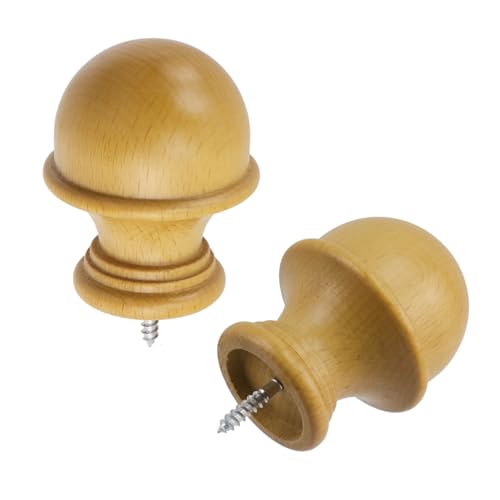 T Tulead 2PCS Wood Curtain Rod Finials 1.14 Inch Inner Dia - color: Wood-2pcs