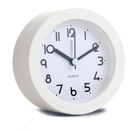 HIQU and HIST Alarm Clock with Backlight, 4 Inches White Desk Clock (White) - color: White