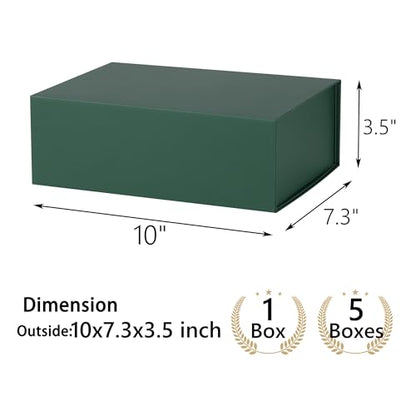 Green Gift Box,10x7.3x3.5 Gift Boxes With Lids For Presents Includes Ribbon And Diy Printable Sticker Paper,Bridesmaid Proposal Box,Magnetic Gift Box For Birthday,Wedding,Graduation - color: 10x7.3x3.5inch-Green-Pack 1