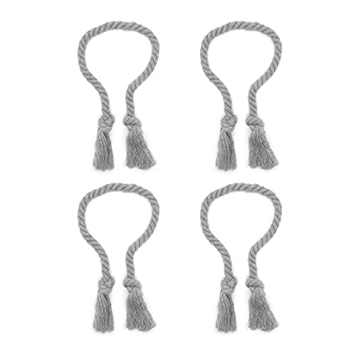 6 Pack Curtain Ties Rope, Outdoor Curtain Tiebacks, Natural Cotton Curtain Holders, Village Rustic Farmhouse Curtain Holdbacks, Nautical Curtain TieBacks for Patio Pergola Drapes, Grey - color: Grey Rope 6 Pack