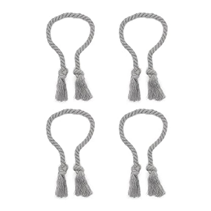6 Pack Curtain Ties Rope, Outdoor Curtain Tiebacks, Natural Cotton Curtain Holders, Village Rustic Farmhouse Curtain Holdbacks, Nautical Curtain TieBacks for Patio Pergola Drapes, Grey - color: Grey Rope 6 Pack