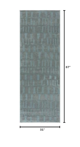 Hauteloom Galaxia Hallway, Kitchen Machine Washable Runner Rug - Modern Organic Geometric - Teal, Slate Blue, Dark Gray, Turquoise - 2'7" x 7'3" - color: Teal, Dark Gray, Turquoise / Dragan, size: 2'7" x 7'3" (Runner)