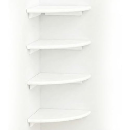 White Corner Floating Shelves for Wall Set of 4, Rounded Wood Wall Mounted Corner Shelf with Hardware, Space Saving Decorative Storage for Kids Room, Bathroom, Living Room, Office