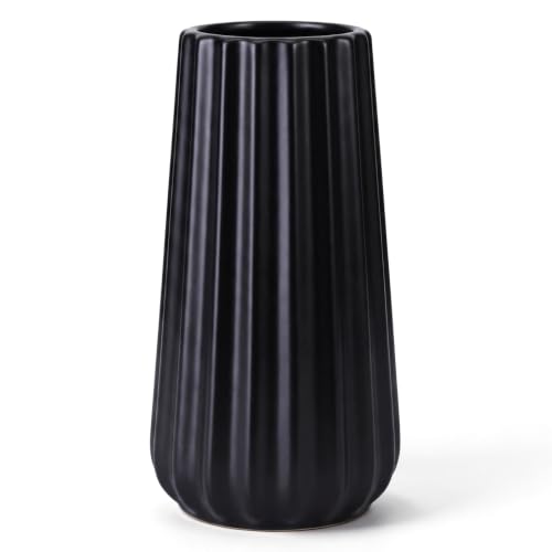 Ceramic Vase, GUKJOB Small Cute Flower Vase for Pampas Grass, Home, Living Room, Dining Table, Farmhouse, Office Decor, Bedroom, Table, and Kitchen Shelf (389 Black) - color: 389 Black