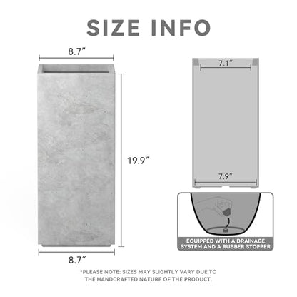 Kante Small Column Square Pale Gray Concrete Planter 19.9" H, Outdoor - color: Natural Concrete, size: 19.9" H