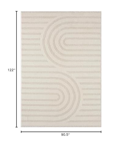 LUXE WEAVERS Modern Geometric High Low Area Rug Cream 8x10 - color: Cream, size: 8' x 10' (Rectangular)
